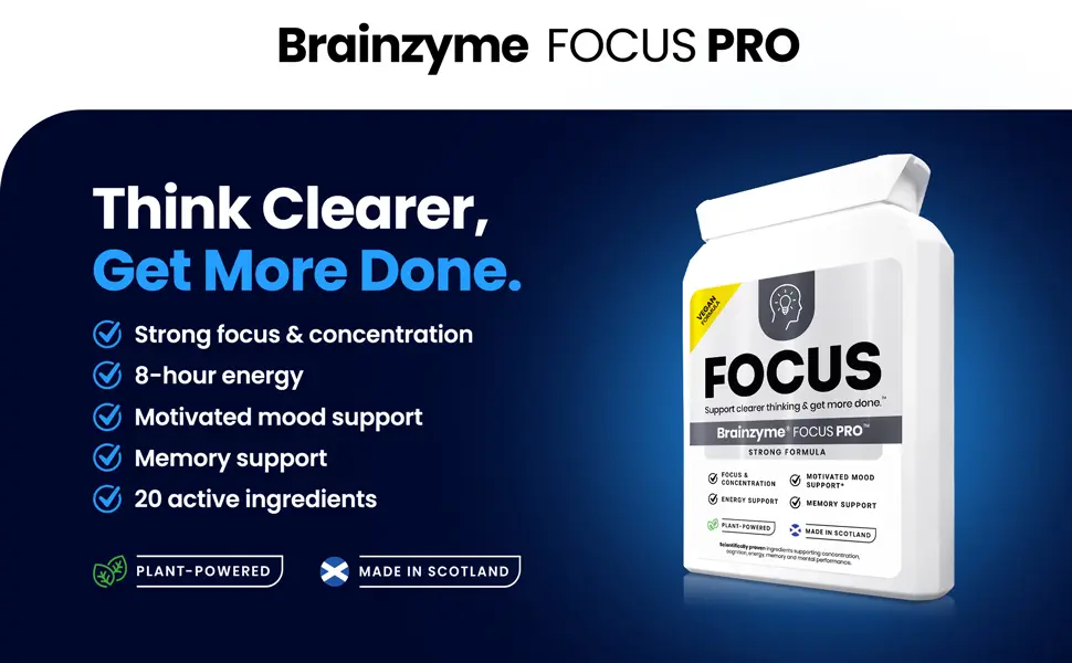 Close-up of the Brainzyme FOCUS PRO nutritional label highlighting the EMT Blend section