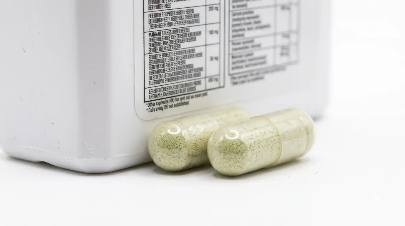 close-up of Brainzyme Focus Original capsules and ingredient panel