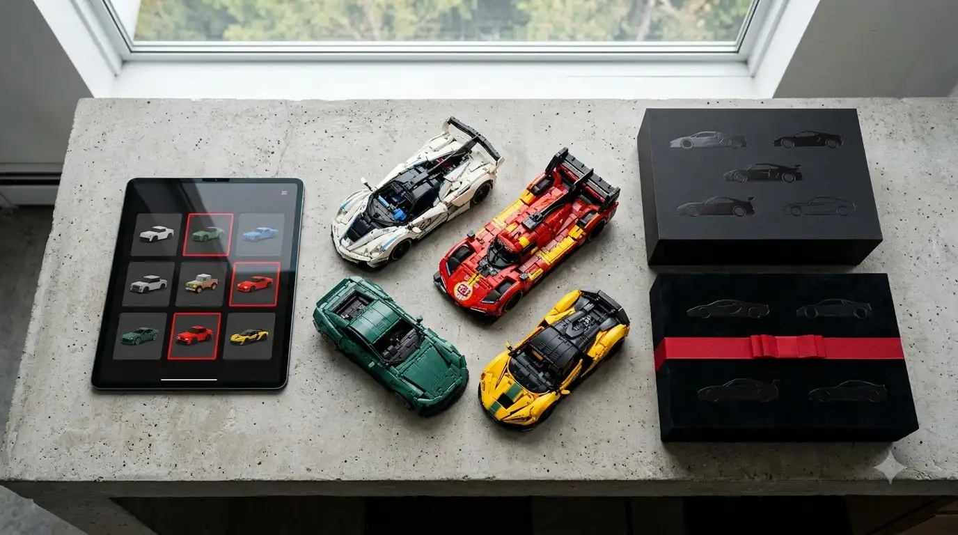 Shopping cart mixing sale and full-price brick car sets