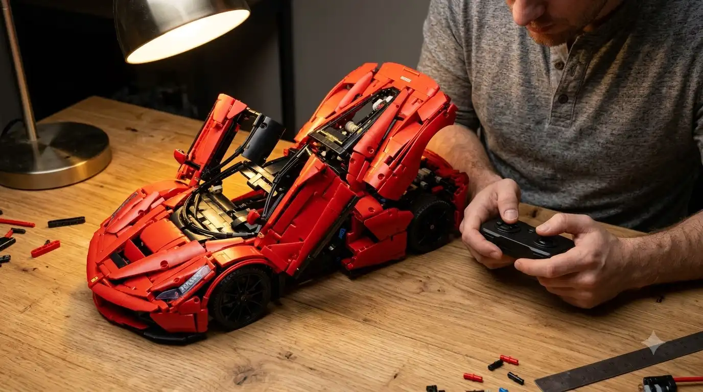 BAV Brick Ferrari SF90 remote control doors and retractable hardtop open