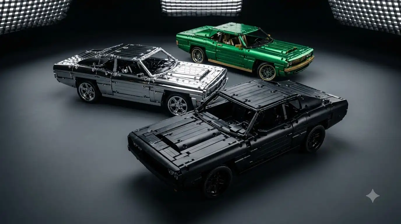 Matte black, mirror gun grey, and green color options for the BAV Brick Shelby GT500