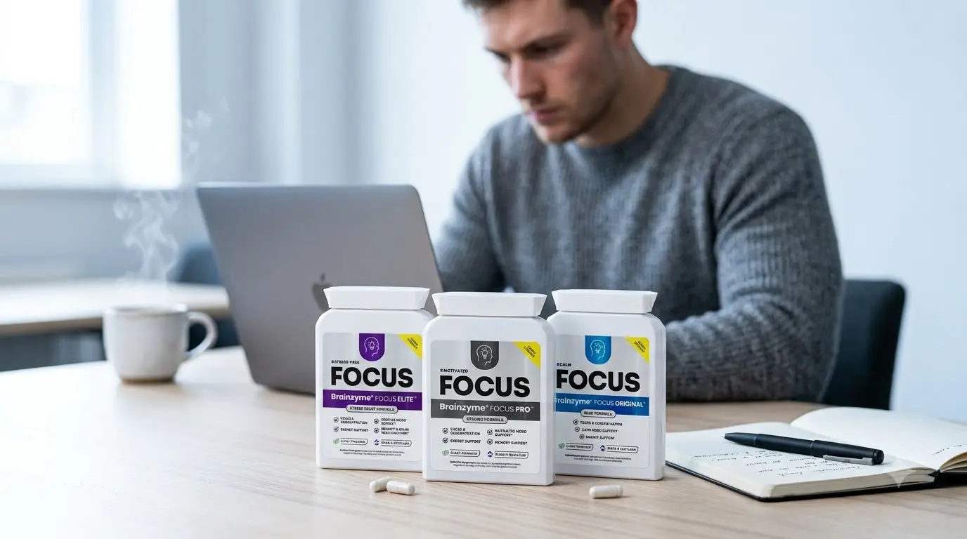 Brainzyme FOCUS PRO capsule bottle for motivated concentration and deep work