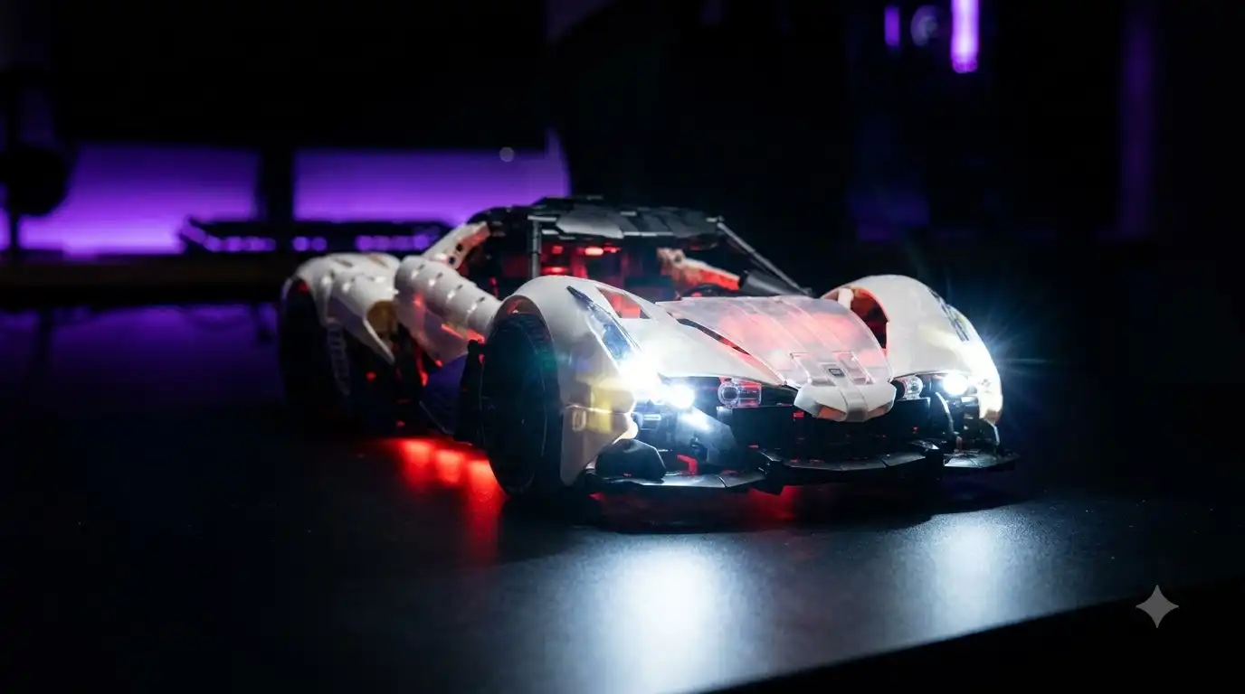 Devel Sixteen hypercar model showing the LED kit lighting effect