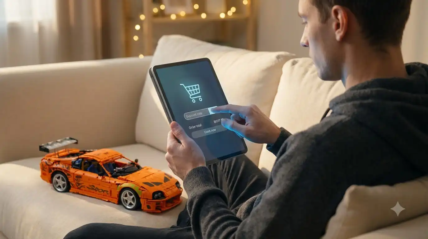 Discount code box on an online checkout page with order total for a BAV Brick Toyota Supra