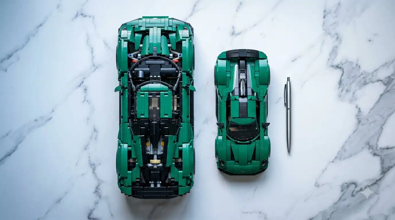 Two BAV Brick supercars in different scales side by side