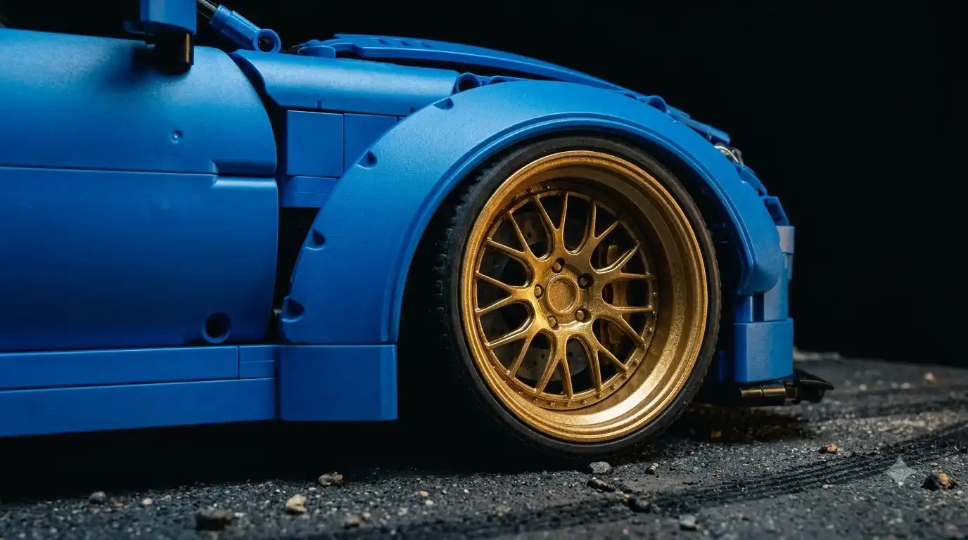 BAV Brick Porsche 911 widebody satin blue build with gold wheels