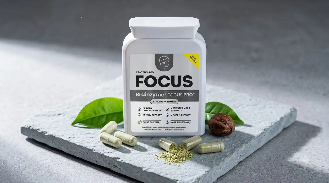 Brainzyme Focus Original supplement bottle with capsules