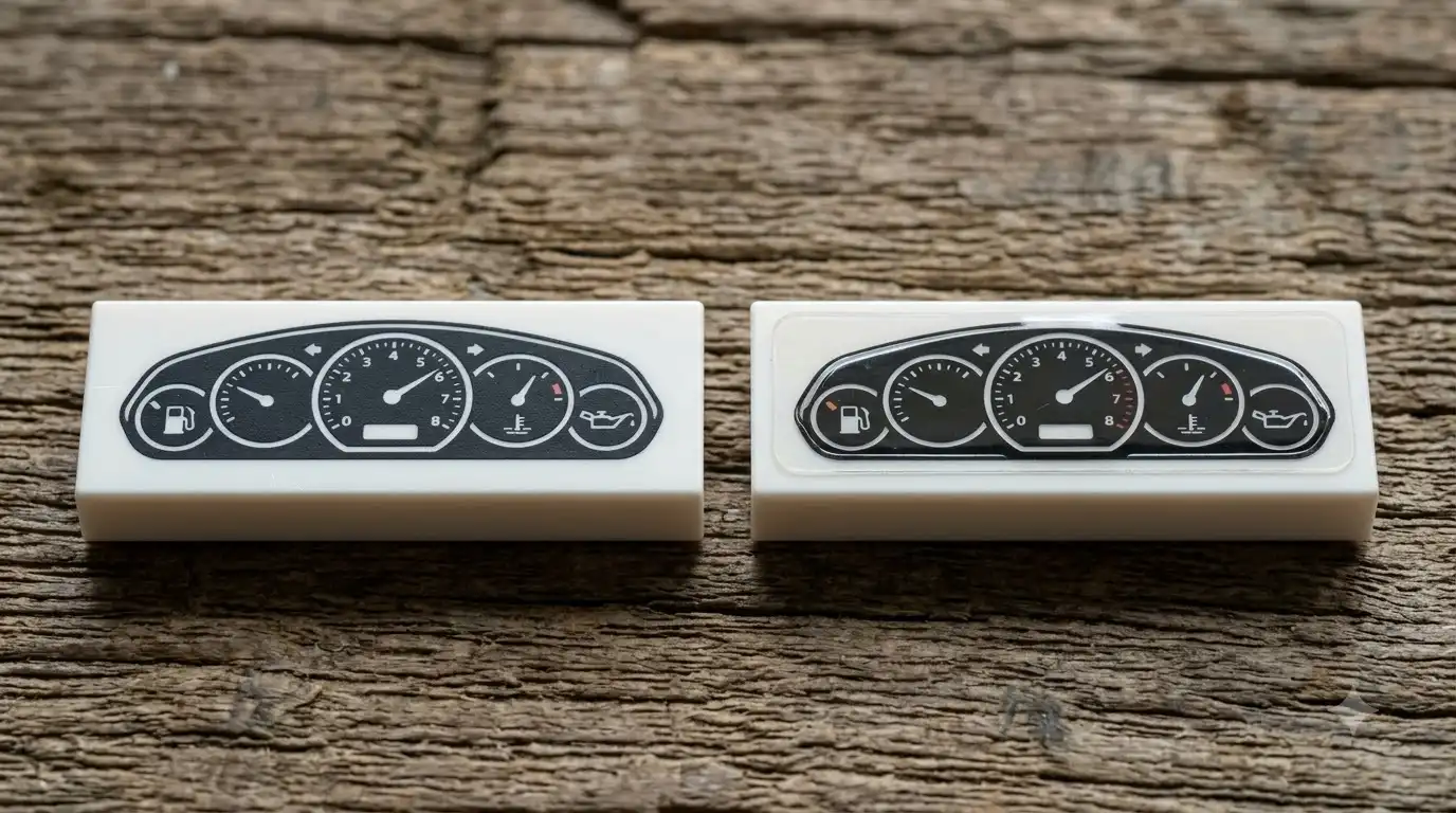 BAV Brick stickers vs printed pieces side-by-side comparison