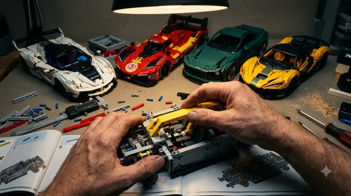 builder combining LEGO Technic and BAV Brick parts