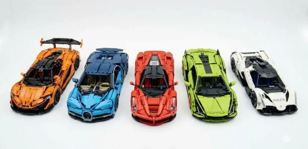 BAV Brick sets under $100 displayed as small 1:24 scale car models