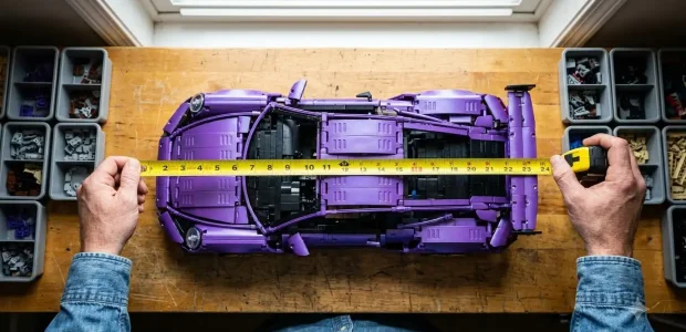 Tape measure showing how big a BAV Brick 1:8 model is