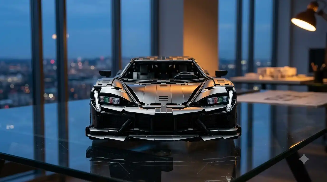 BAV Brick Devel Sixteen 1:8 scale hypercar building set, front view