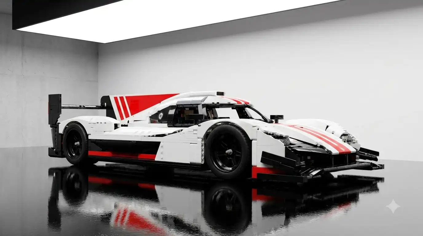 BAV Brick Porsche 963 racing car building set display