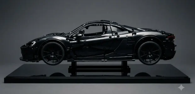 BAV Brick Lamborghini Sian 1:8 black special edition displayed on a stand